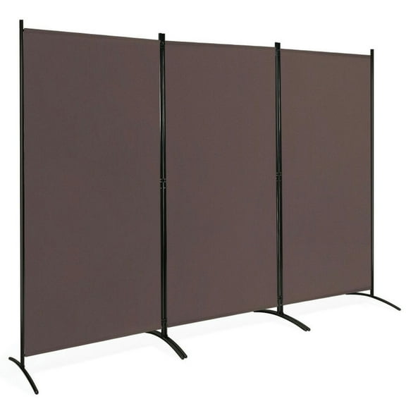 Spaco 3-Panel Room Divider Privacy Partition Screen, Folding Screen with Sturdy and Curved Foot Tubes, Foldable Screen for Office Room, Brown