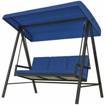 Spaco 3-Person Swing Chair with Adjustable Canopy, Outdoor Porch Swing with Removable Cushions for Outdoor, Blue