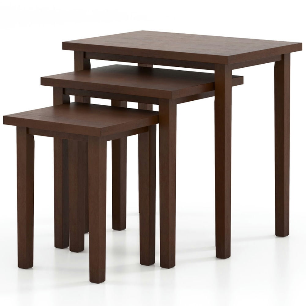 Spaco 3-Piece Farmhouse Rectangle Side Table Set for Living Room-Walnut, End Table Spaco 3-Piece Farmhouse Rectangle Side Table Set for Living Room-Walnut, End Table