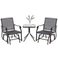 thumbnail image 1 of Spaco 3-Piece Outdoor Glider Chair with Coffee Table Bistro Set, 2 Patio Rocking Swing Chairs with Breathable Sling Fabric, Glass Tabletop, for Backyard, Garden and Porch, Gray, 1 of 11