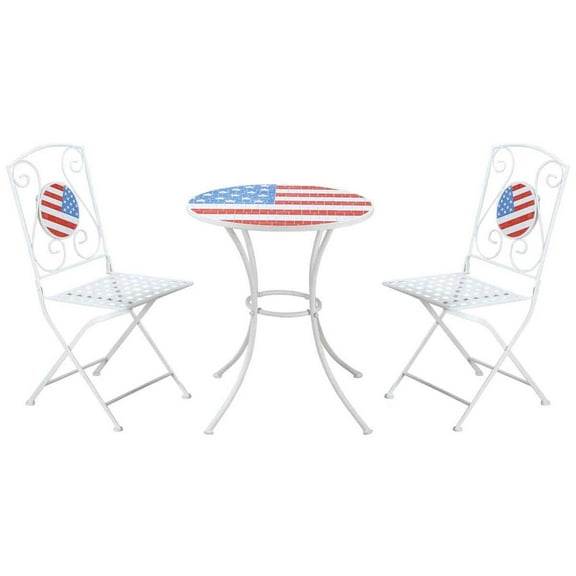 Spaco 3 Piece Patio Bistro Set with Portable Metal Frame, Folding Outdoor Furniture with Table and Chairs for Outdoor as Garden, Backyard, Patio, White