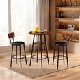 thumbnail image 1 of Spaco 3-Piece Round Bar Table & Chair Set, 2-Tier Storage Table with 2 PU Upholstered Stools for Small Spaces & Kitchen, Brown, 1 of 7