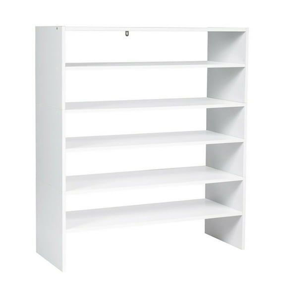 Spaco 3 Pieces 31-Inch Stackable Multi-Shape Shoe Rack-White, Shoe Storage Organizer for Entryway & Closet