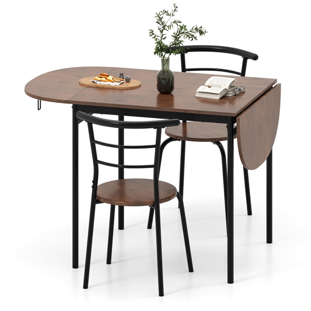 Spaco 3 Pieces Dining Set with 2 Chairs and Modern Kitchen Table for Small Space, Brown
