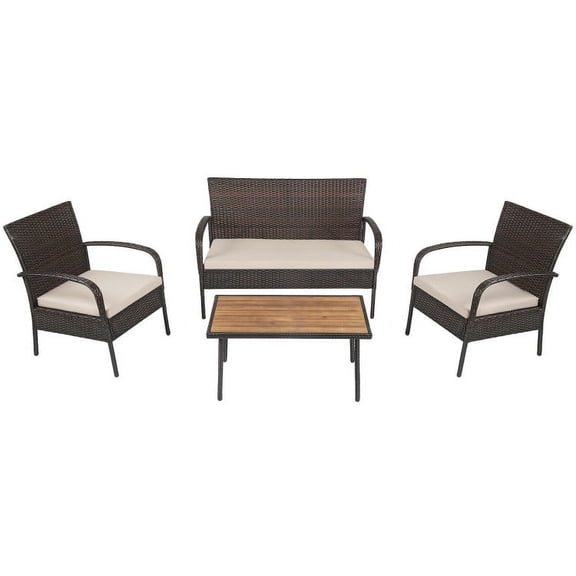 Spaco 3 Pieces Patio Furniture Sectional Set, All Weather Outdoor Sectional Sofa, Manual Weaving Wicker Rattan Outdoor Conversation Set with 5 Cozy Seat and Back Cushions-Gray