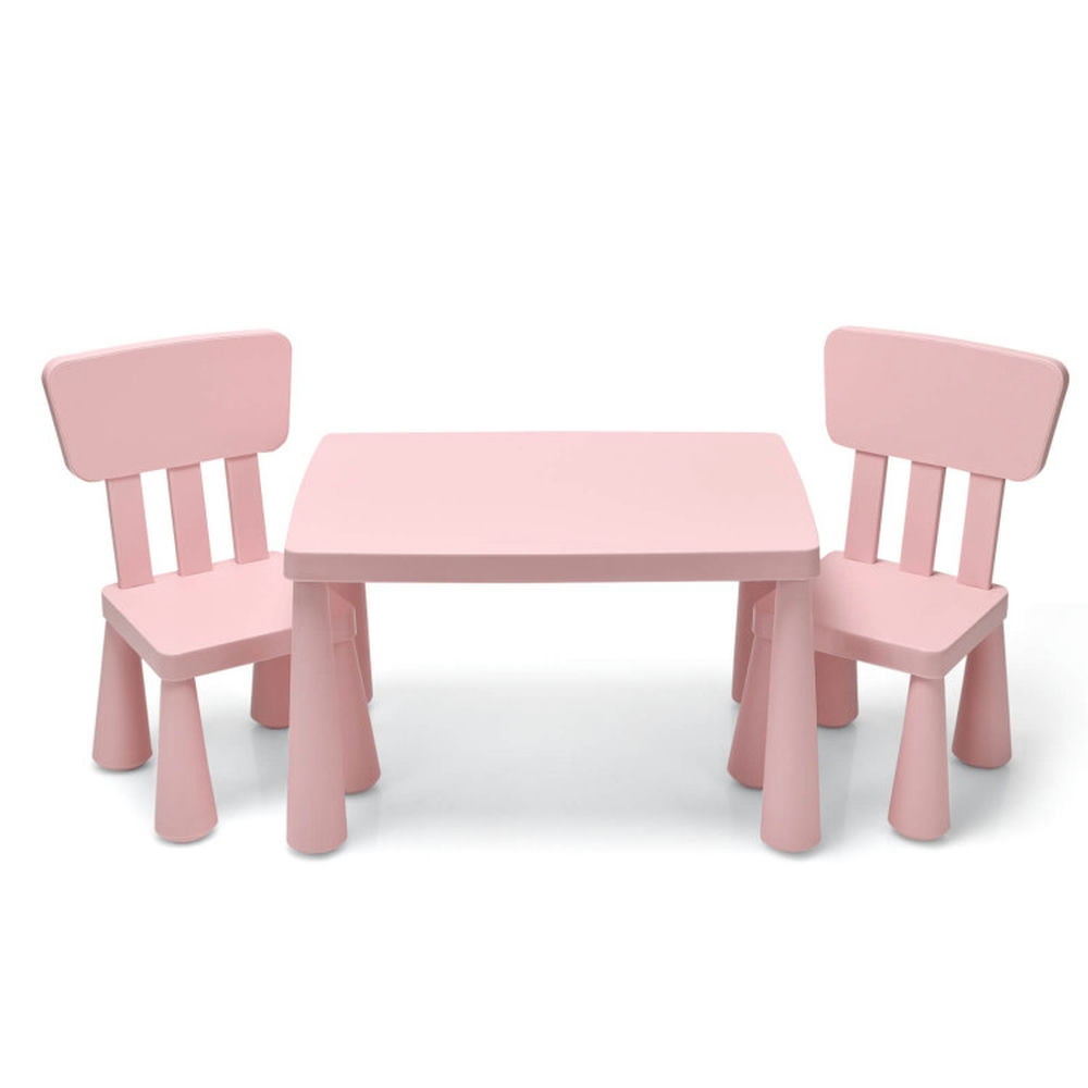 Spaco 3 Pieces Toddler Multi Activity Play Dining Study Kids Table and Chair Set-Pink, Toddler Table and Chair Set for Arts & Crafts, Snack Time, Homeschooling, Homework