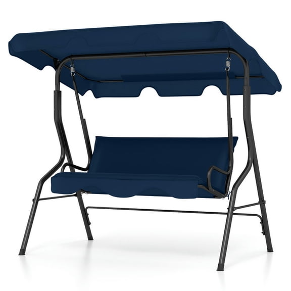 Spaco 3 Seat Outdoor Patio Canopy Swing with Adjustable Canopy, Patio Swing with Cushioned Steel Frame, Versatile Swing for Multiple Occasions as Patio, Poolside, Backyard, Etc, Navy