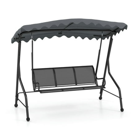 Spaco 3-Seat Outdoor Porch Canopy Swing, Wide and Cozy Swing with Adjustable Shading, Swing Chair for Outdoor, Gray