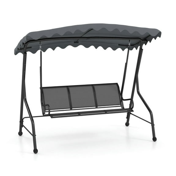 Spaco 3-Seat Outdoor Porch Canopy Swing, Wide and Cozy Swing with Adjustable Shading, Swing Chair for Outdoor, Gray