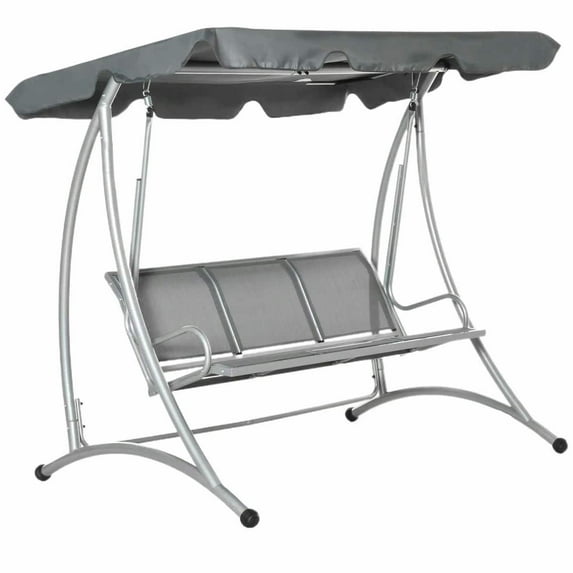 Spaco 3-Seat Patio Swing Glider with Adjustable Canopy and Breathable Seat, Patio Swing Chair with Steel Frame for Outdoor, Light Gray