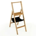 thumbnail image 1 of Spaco 3 Step Foldable Bamboo Step Ladder Stool with Tool Storage Bag-Natural, 1 of 8