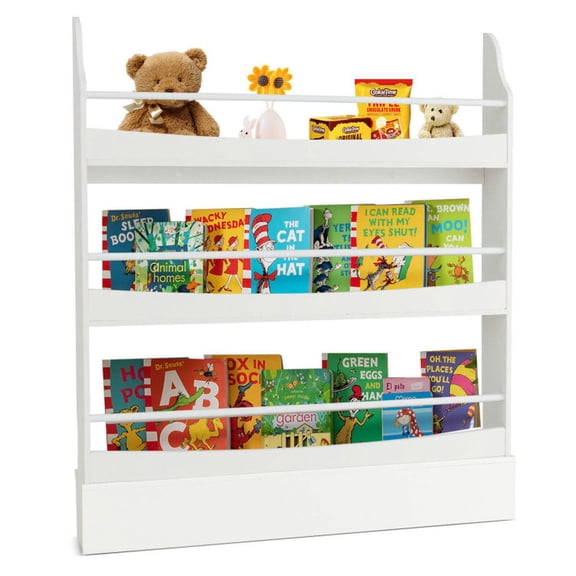 Spaco 3-Tier Bookshelf with 2 Anti-Tipping Kits for Books and Magazines-White, Toy Organizer for Kids, Boys, Girls, Nursery