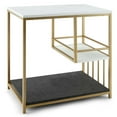 thumbnail image 1 of Spaco 3-Tier Multi-function Marble End Table with Storage Shelf-Golden, Nightstand Small Side Table, End Table for Bedroom Living Room, 1 of 6