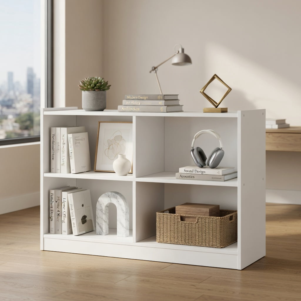 Spaco 3-Tier Open Bookcase 8-Cube Floor Standing Storage Shelves Display Cabinet-White, Tall Bookshelf, Shelves for Living Room, Home Office, Bedroom, Balcony
