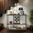 thumbnail image 1 of Spaco 3-Tier Wine Bar Cabinet wit 8 Bottles Rack and 12 Glasses Hanger-Rustic Brown, Kitchen Storage Shelf for Spices, Pots, and Pans, 1 of 7