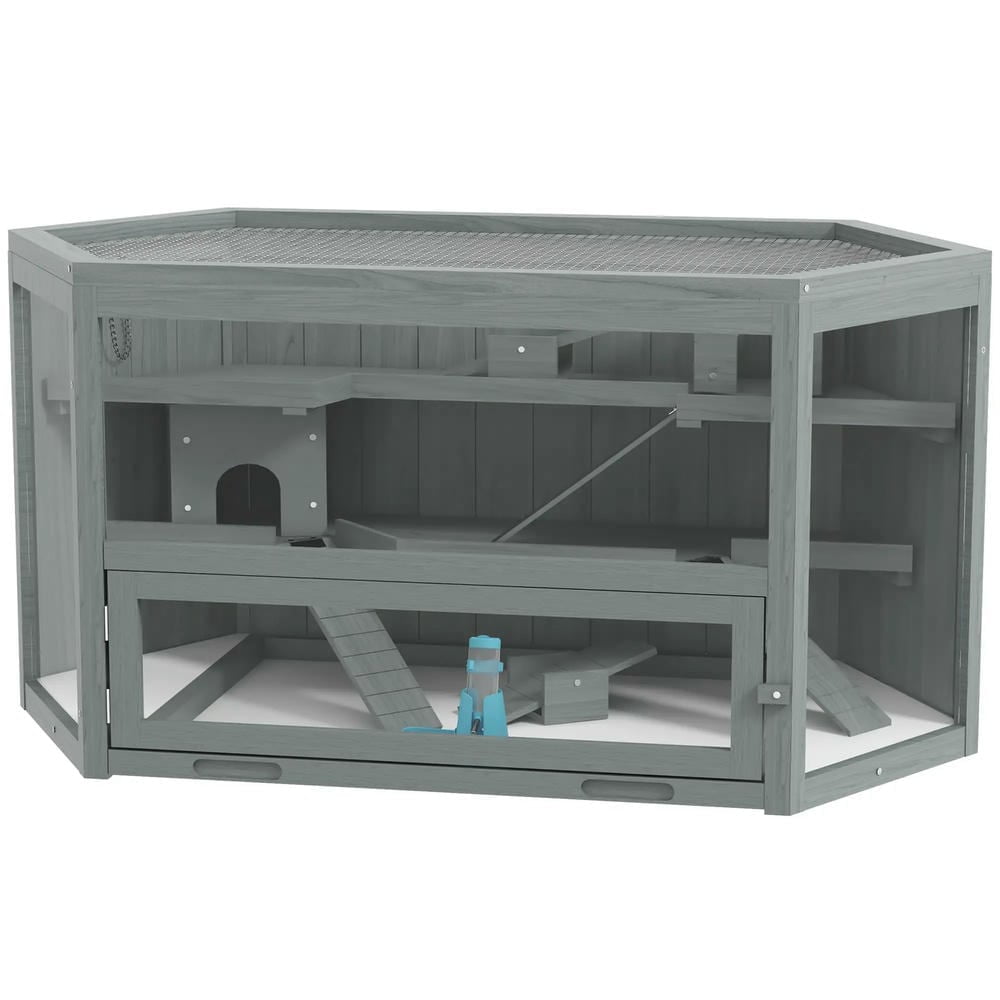 Spaco 3 Tiers Wooden Hamster Cage Small Animal Exercise Play House with ...