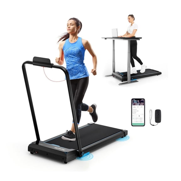 Spaco Home Gym 3-in-1 Folding Treadmill, Quiet Motor with Remote Control, LED Display for Home Fitness, Blue