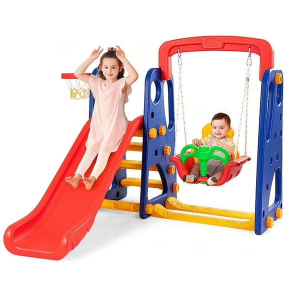 Spaco 3-in-1 Junior Children Climber Swing Slide Playset, Kids Swing Set, Children Climber Swing for Backyard, Blue