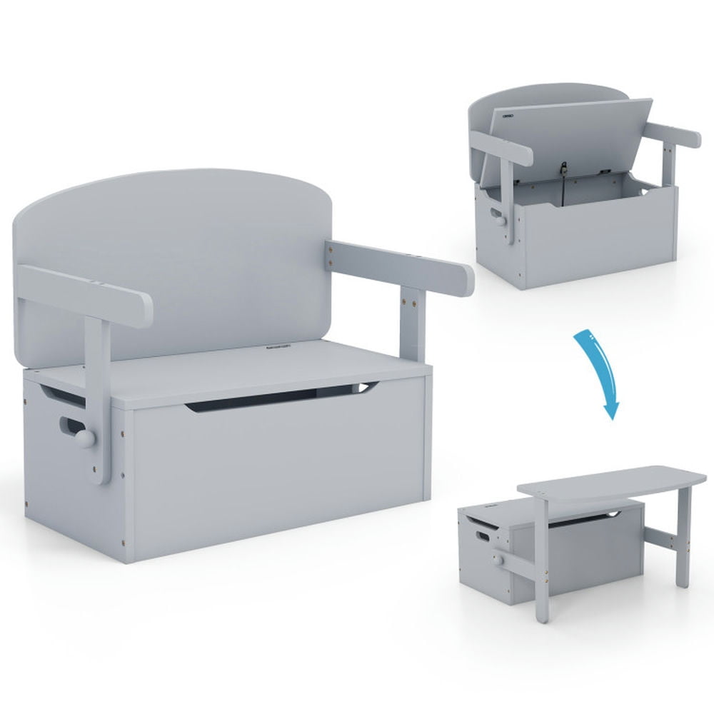 Spaco 3-in-1 Kids Convertible Storage Bench Wood Activity Table and Chair Set-Gray, Toddler Table and Chair Set for Arts & Crafts, Snack Time, Homeschooling, Homework Spaco 3-in-1 Kids Convertible Storage Bench Wood Activity Table and Chair Set-Gray, Toddler Table and Chair Set for Arts & Crafts, Snack Time, Homeschooling, Homework