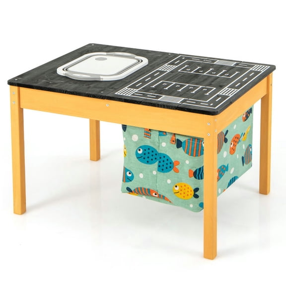 Spaco 3-in-1 Kids Sand Water Activity Table with Foldable Storage Bin, Toddler Table and Chair Set for Arts & Crafts, Snack Time, Homeschooling, Homework