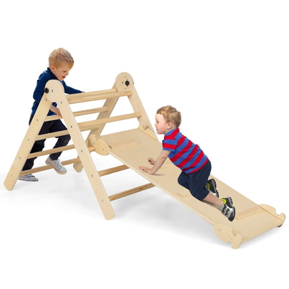 Spaco 3-in-1 Triangular Climbing Toys for Toddlers, Climbing Toys, Indoor Climber Playset for Kids, Natural