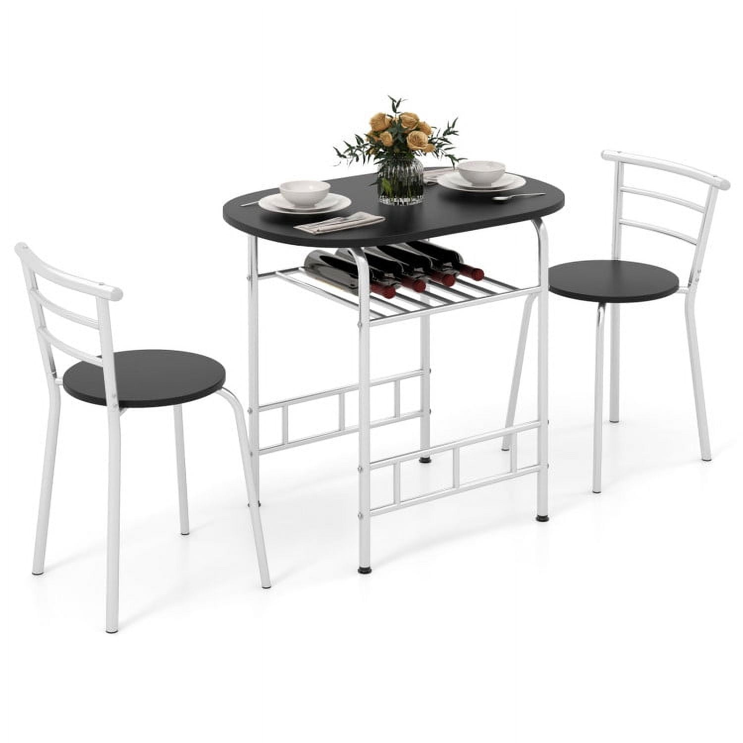 Spaco 3 pcs Home Kitchen Bistro Pub Dining Table 2 Chairs Set- Silver, Dining Room Table, Modern Dining Set for Home, Kitchen, Dining Room Spaco 3 pcs Home Kitchen Bistro Pub Dining Table 2 Chairs Set- Silver, Dining Room Table, Modern Dining Set for Home, Kitchen, Dining Room