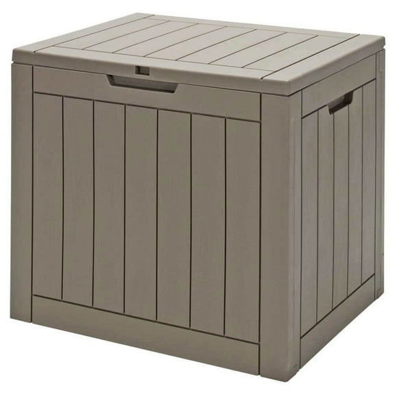 Spaco 30 Gallon Deck Box Storage Container Seating Tools, Versatile Box for Outdoor, Light Brown