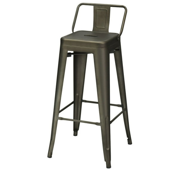 Spaco 30 Inch Set of 4 Metal Counter Height Barstools with Low Back and Rubber Feet-Gun, Bar Height Stools, Counter Height Bar Stools for Kitchen, Dining Room