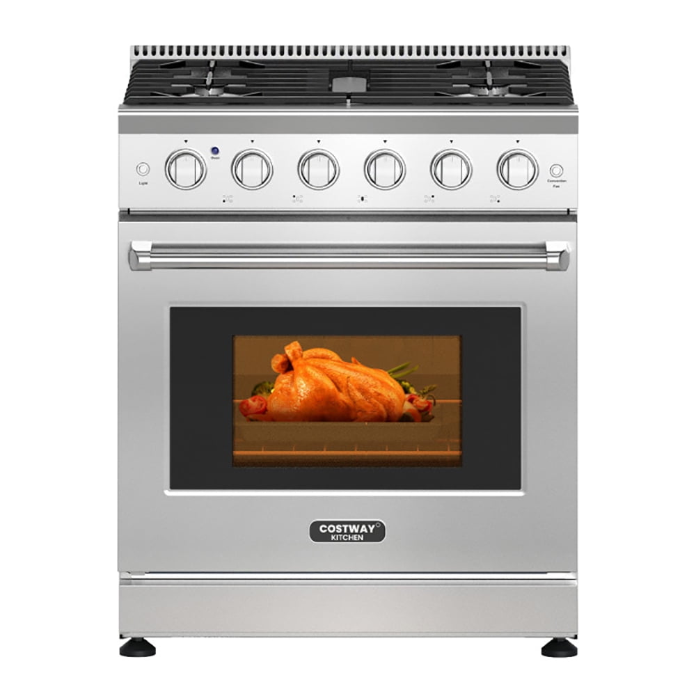 Spaco 30 Inches 120V Natural Gas Range with 5 Burners Cooktop, Gas Cooktop for Kitchen, Stainless Steel