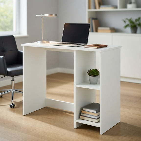 Spaco 31.5 Inch Modern Home Office Desk with 2 Compartments-White, Office Desk, Gaming Computer Desks for Study,Working,Writing