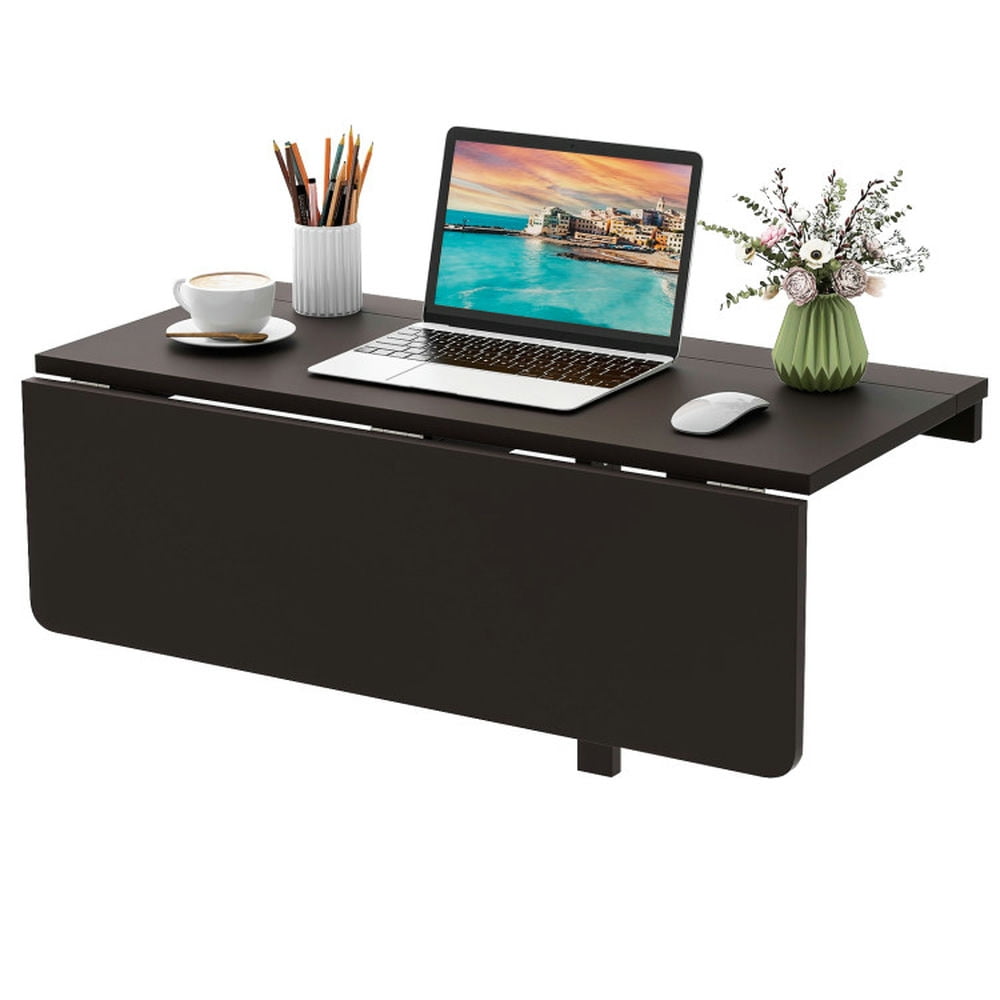 Spaco 31.5 x 23.5 Inch Wall Mounted Folding Table for Small Spaces-Brown, Modern Wood Nightstand for Wall Minimalist Floating Bedside Tables Spaco 31.5 x 23.5 Inch Wall Mounted Folding Table for Small Spaces-Brown, Modern Wood Nightstand for Wall Minimalist Floating Bedside Tables