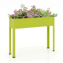 Spaco 31" Metal Raised Garden Bed with Legs and Drainage Hole, Elevated Planter Box Stand for Patio, Lawn, Yard, Balcony, Green