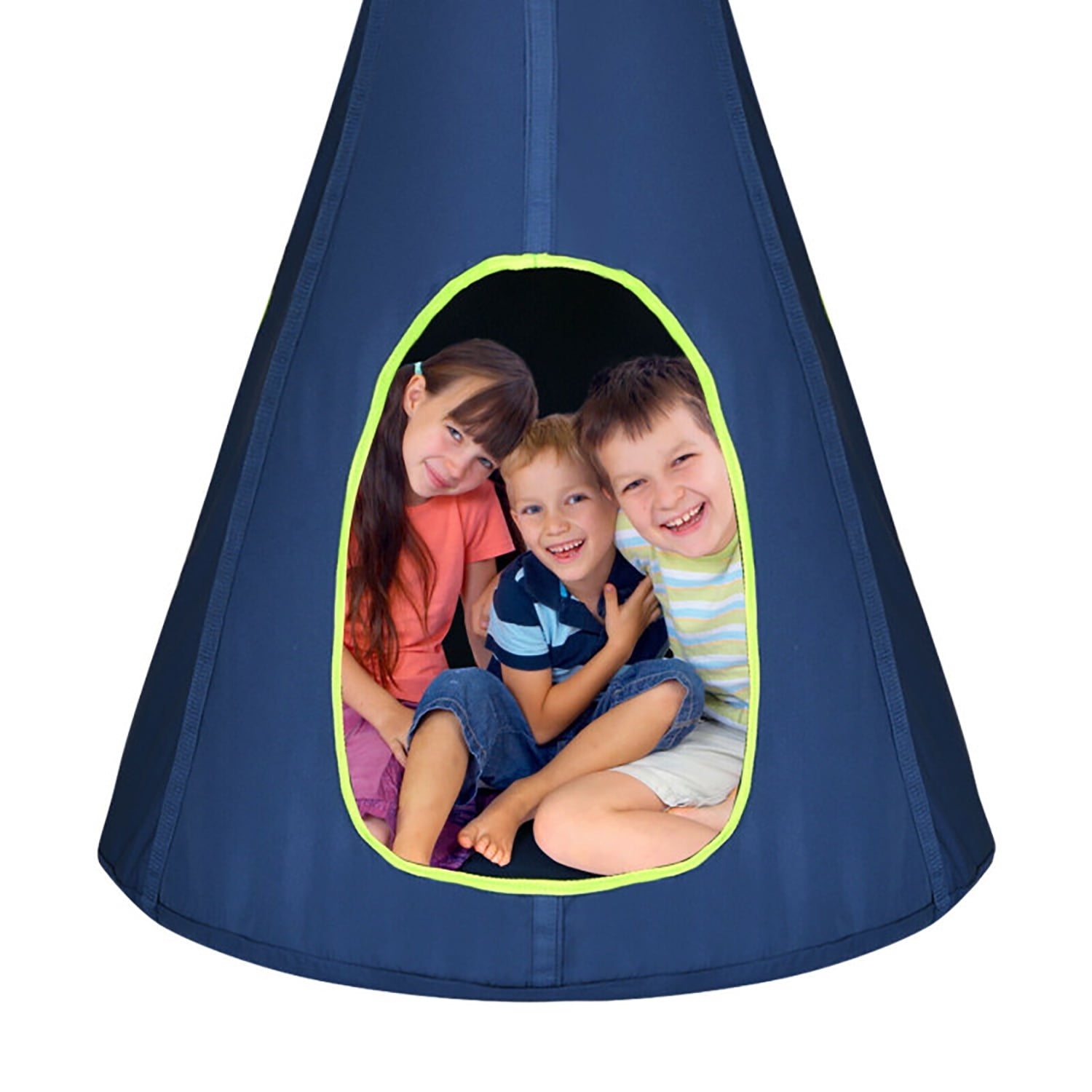 Spaco 32 Inch Kids Nest Swing Chair Hanging Hammock Seat for Indoor Outdoor-Blue Spaco 32 Inch Kids Nest Swing Chair Hanging Hammock Seat for Indoor Outdoor-Blue