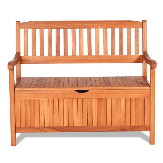 Spaco 33 Gallon Wooden Storage Bench with Liner for Patio Garden Porch, Travel Outdoor Storage Container Box