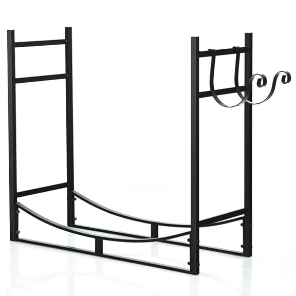Spaco 33 Inch Firewood Rack with Removable Kindling Holder Steel Fireplace Wood, Firewood Rack, Heavy Duty Fire Logs Stand Stacker Holder for Fireplace Metal Lumber Storage Carrier Organizer