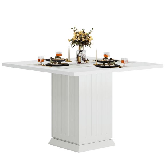 Spaco 35" Dining Table, Modern Square Kitchen Table for 4, Dining Table for Indoor as Living Room, Kitchen, White