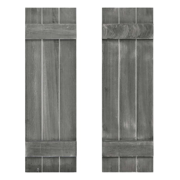 Spaco 36 x 11 Inch Farmhouse Shutters, Paulownia Wood Window Shutters Set of 2, Window Shutters for Windows, Dark Gray