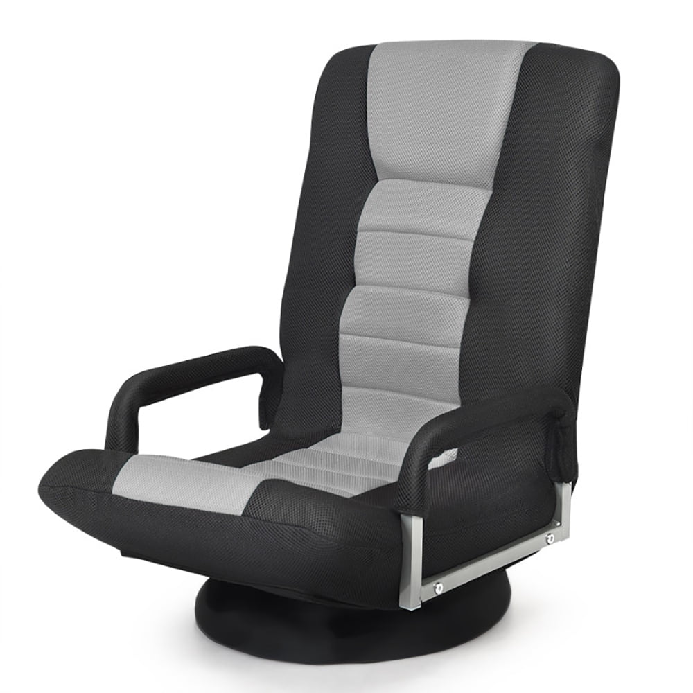 Spaco 360-Degree Swivel Gaming Floor Chair with Foldable Adjustable Backrest-Gray, Gaming Chair 360 Degree Multipurpose Floor Chair Rocker for TV, Readin
