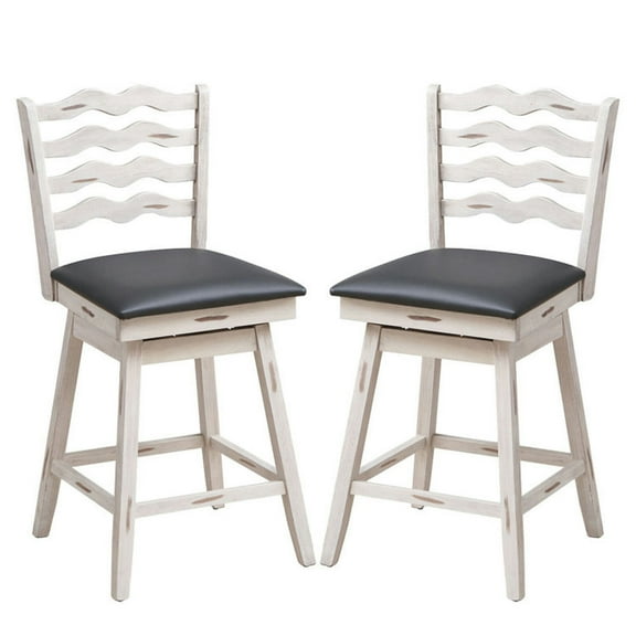 Spaco 360° Swivel Bar Stools with Rubber Wood Frame and Ergonomic Backrest and Footrest-25 inches, Bar Height Stools, Counter Height Bar Stools for Kitchen, Dining Room