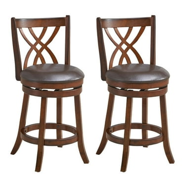 Spaco 360° Swivel Counter Height Chairs with PU Leather Cushioned Seat and Footrests-26 inches, Bar Height Stools, Counter Height Bar Stools for Kitchen, Dining Room