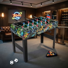 Spaco 37" 2-in-1 Mini Foosball Table, Non-Slip Handles, Detachable Legs, Black