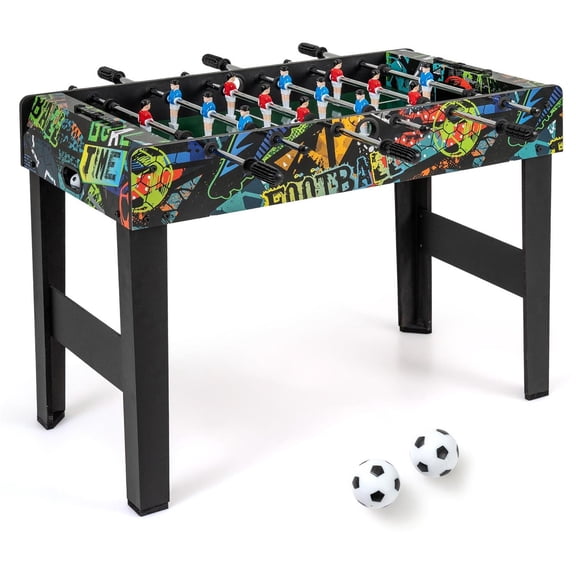 Spaco 37" 2-in-1 Mini Foosball Table, Non-Slip Handles, Detachable Legs, Black