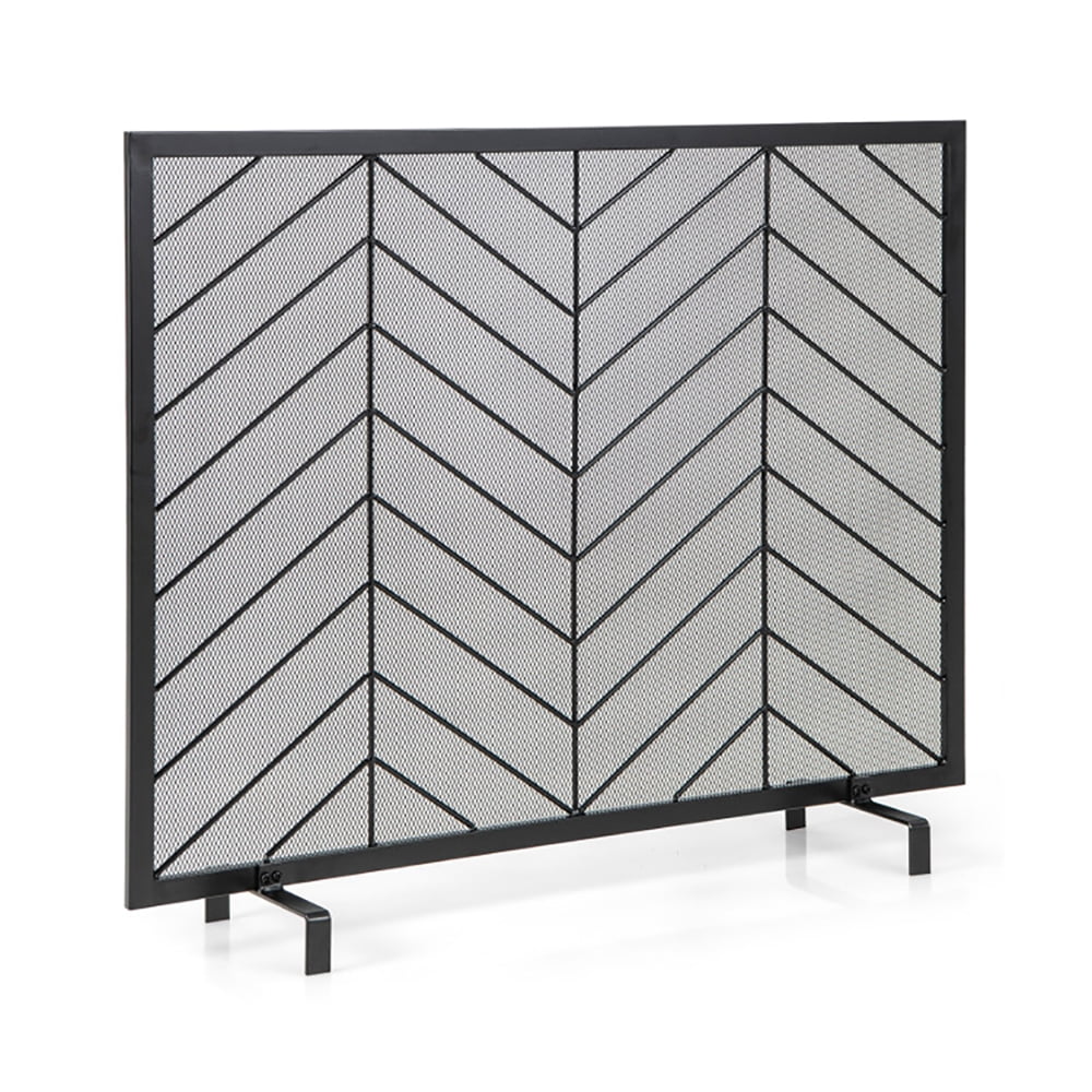 Spaco 38 x 31 Inch Single Panel Fireplace Screen-Black, Fireplace Doors ...