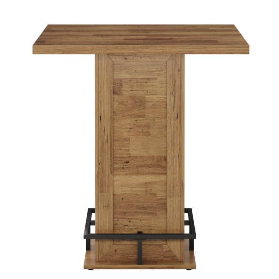 Spaco 39.4" High Square Industrial Bar Table, Sturdy Metal Footrest, for Kitchen Nook/Home Bar, Brown