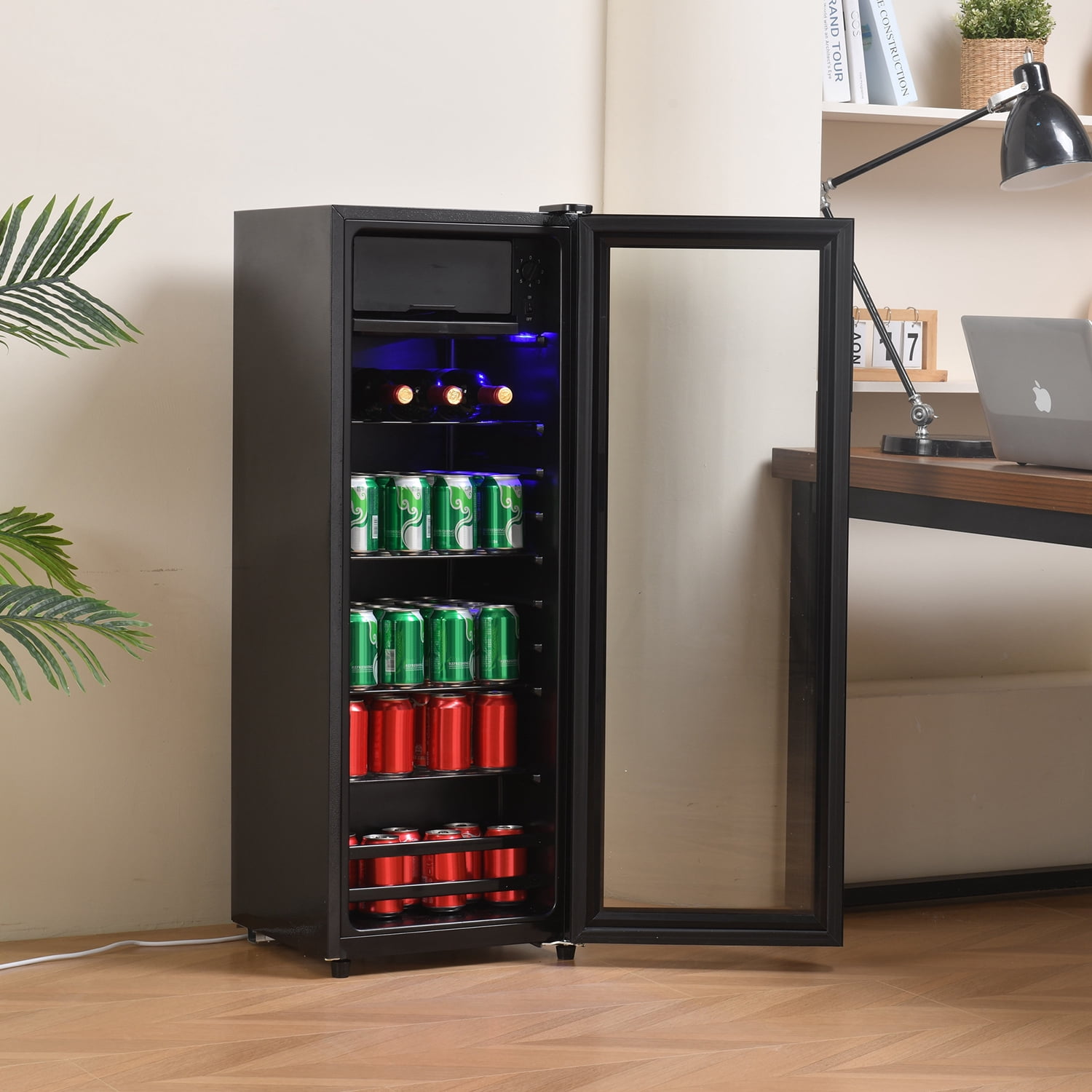 Spaco 4.5Cu.ft Mini Fridge, 0.3Cu.ft Freezer, Up to 94 Cans of Wine, Silent, High-Efficiency and Energy-Saving Compressor, Black Spaco 4.5Cu.ft Mini Fridge, 0.3Cu.ft Freezer, Up to 94 Cans of Wine, Silent, High-Efficiency and Energy-Saving Compressor, Black