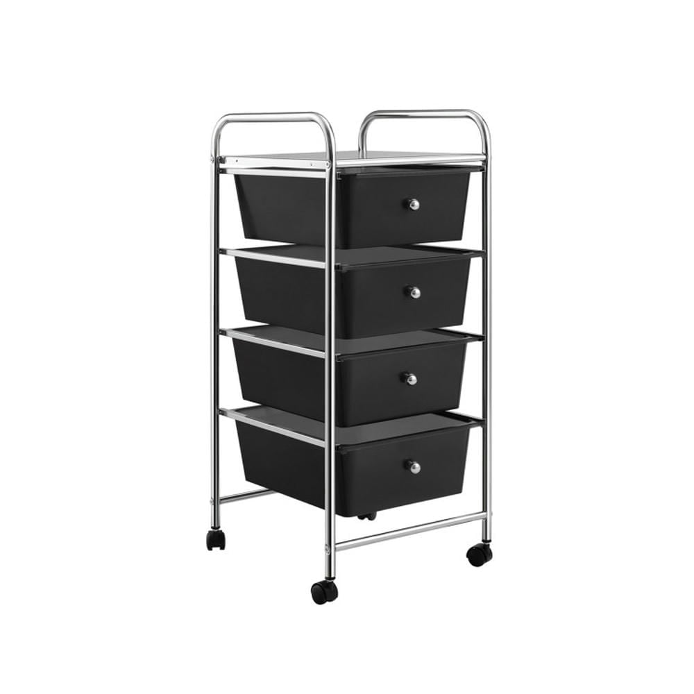 Spaco 4-Drawer Cart Storage Bin Organizer Rolling with Plastic Drawers-Black, Craft Organizers and Storage, Multipurpose Organizer Cart for Home, Office, School