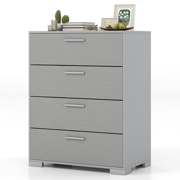 Spaco 4 Drawer Storage Cabinet with Metal Legs Handles with Anti-Toppling Devices, Dresser for Indoor as Home, Gray