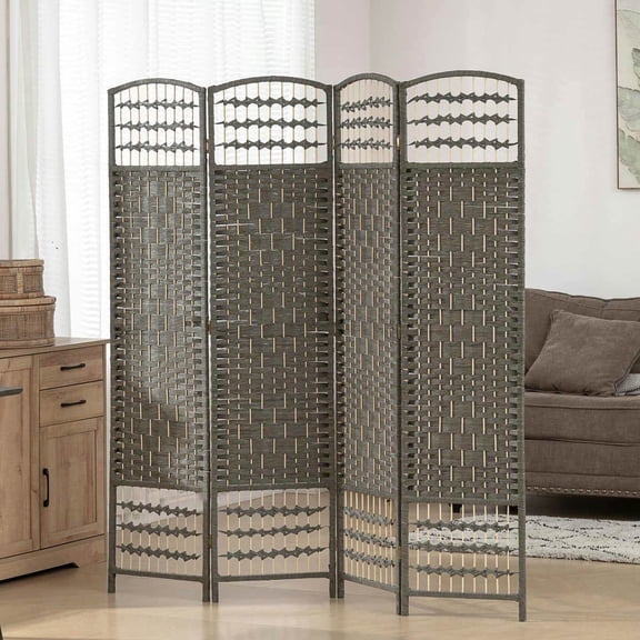 Spaco 4 Panel 5.6' Tall Room Divider, Portable Privacy Screen, Folding Screen for Indoor as Living Room, Bedroom, Dark Gray