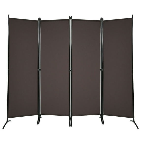Spaco 4-Panel Room Divider with Powder Coated Steel Frame, Privacy Screen with Upgraded Arced Feet, Room Divider for Indoor, Brown