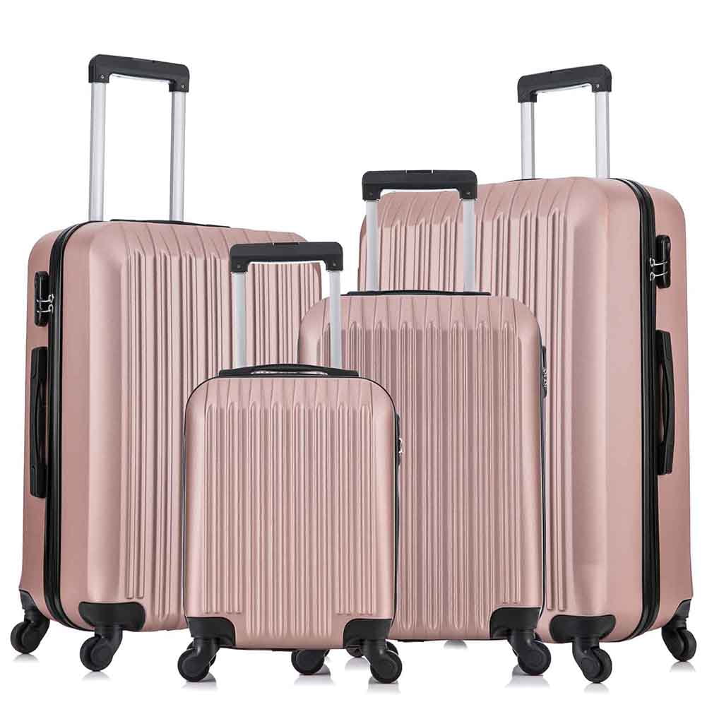 Spaco 4 Piece Set Luggage Sets, Lightweight Rolling Hardside Travel Luggage, Luggage Set Clearance, Suitcase with Spinner Wheels, Rose Gold Spaco 4 Piece Set Luggage Sets, Lightweight Rolling Hardside Travel Luggage, Luggage Set Clearance, Suitcase with Spinner Wheels, Rose Gold